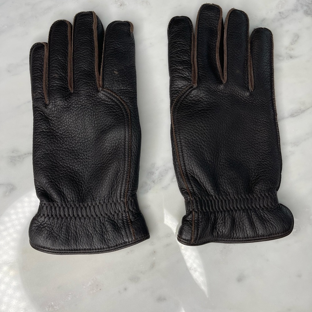 Used Loro Piana Leather Men's Gloves Gloves Size L Dark Brown Color Rare
